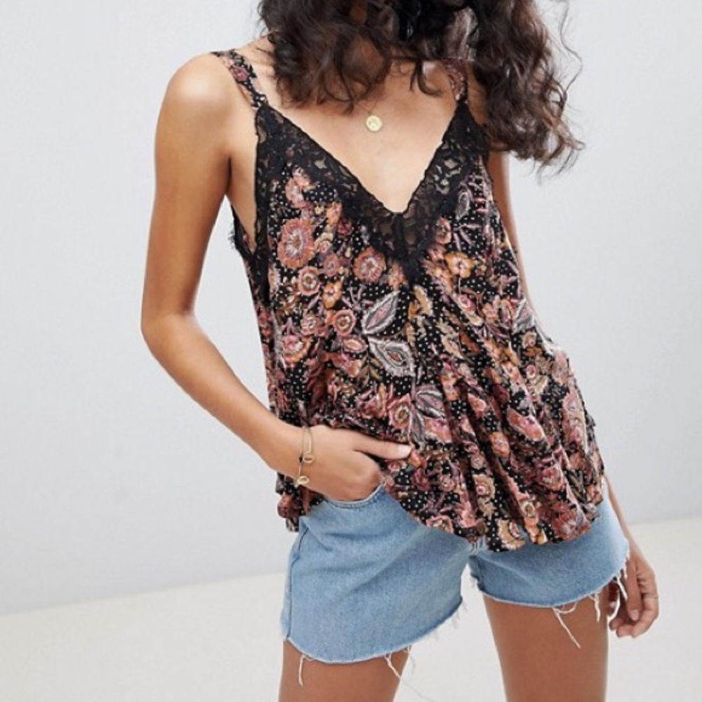 Intimately Free People Floral and Lace Tank